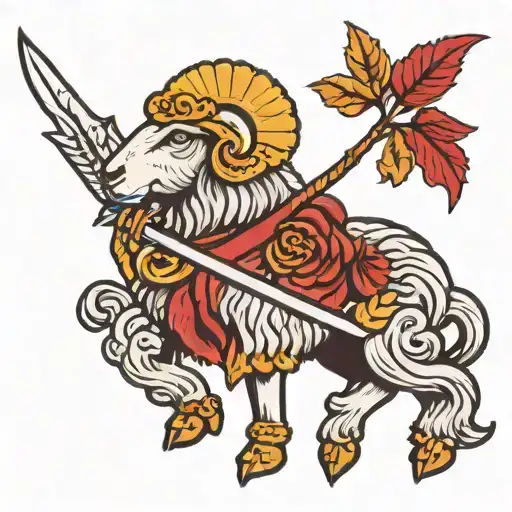 Incorporate Roman, Sheep, and Sword tattoo design idea