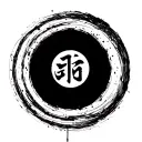 Hand-drawn, incomplete Japanese Enso circle in black ink, with the Kanji symbol for "truth" (真) inside. Inside the circ tattoo design idea