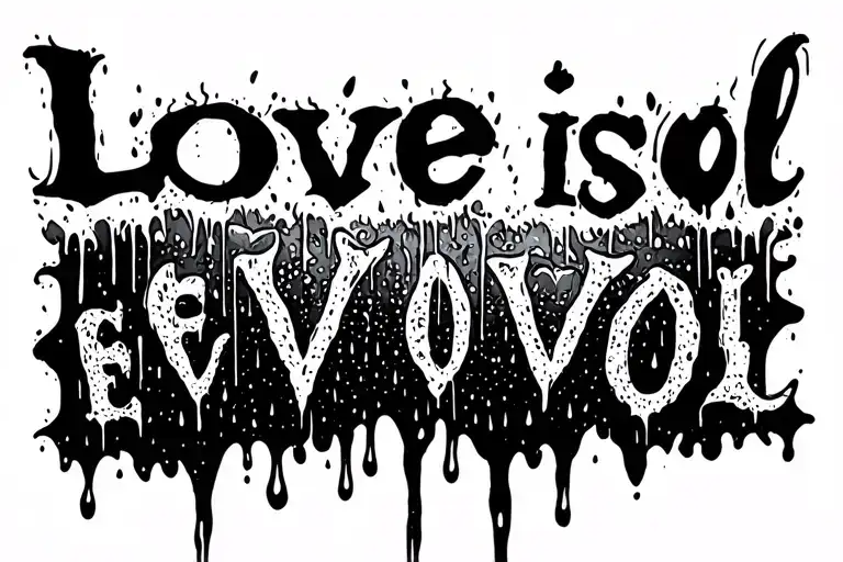 "Love is evoL" tears and rain healing a wound tattoo design idea