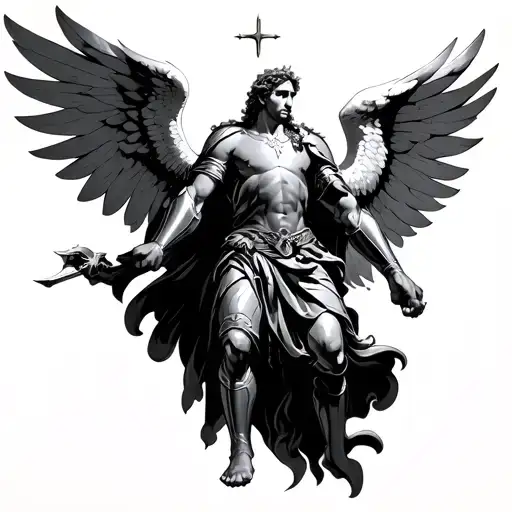 saint Michael, Icarus falling, crusader knight tattoo design idea
