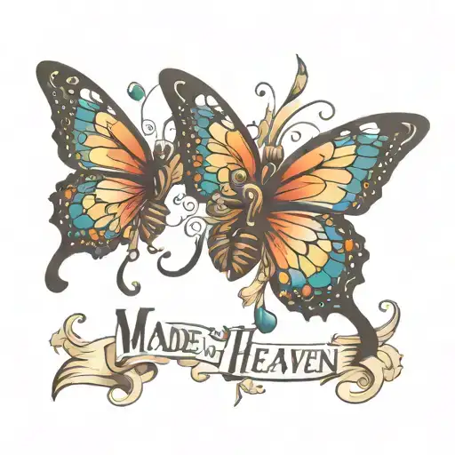 made in heaven with butterfly tattoo design idea