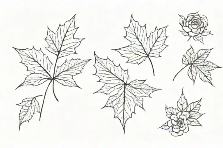 Three small rectangles arranged, incorporating maple leaf and tudor rose tattoo design idea