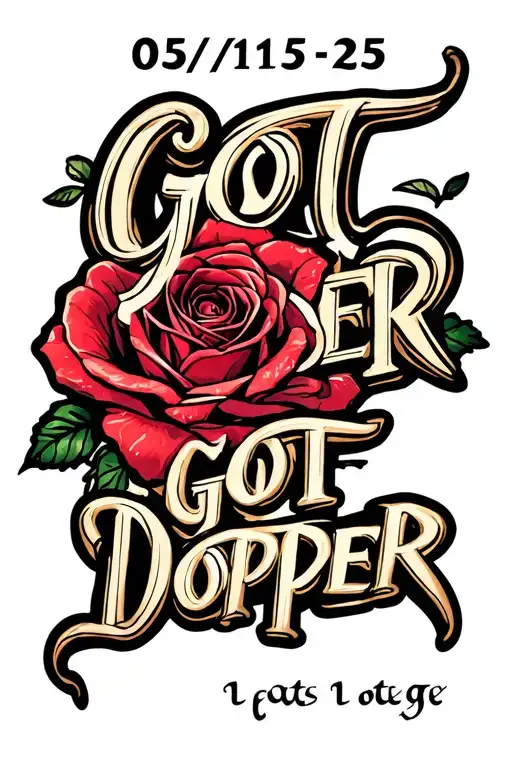 "05/15/25 Got Sober Got Doper" rose from concrete tattoo design idea