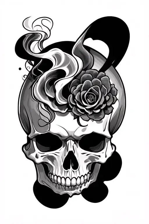 smoking skull tattoo design idea