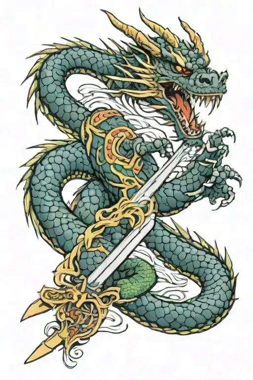 dragon and sword tattoo design idea