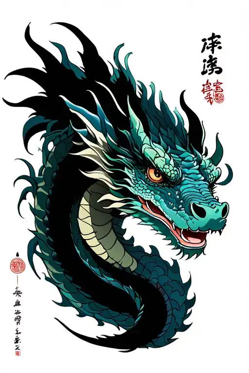 water dragon wrapped around shrine domain expansion tattoo design idea