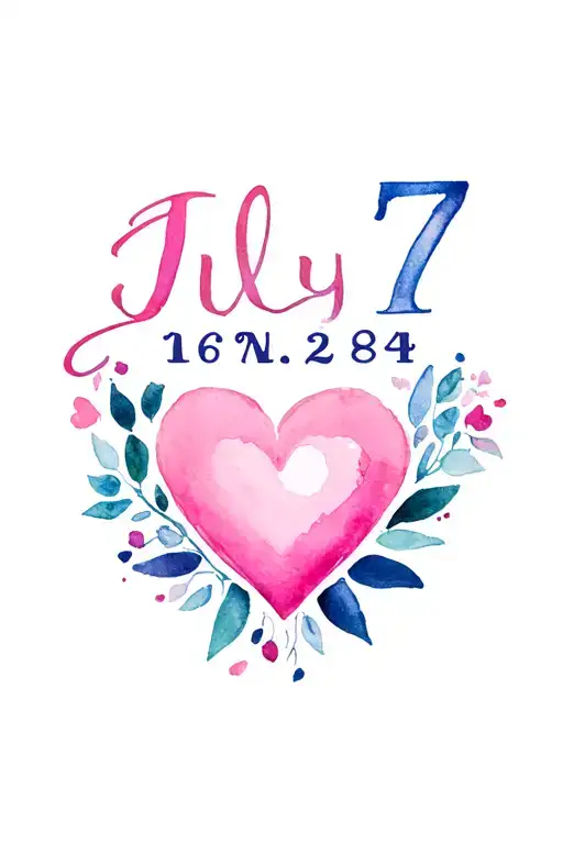July 7 2024 date and number 116.8 with a heart at the end for my ring finger tattoo design idea