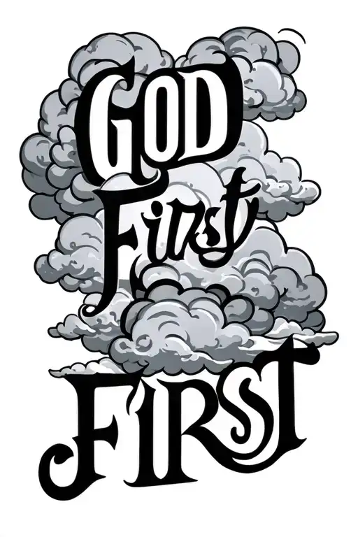 "God First" Clouds surround tattoo design idea
