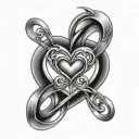infinity symbol with heart surrounded tattoo design idea