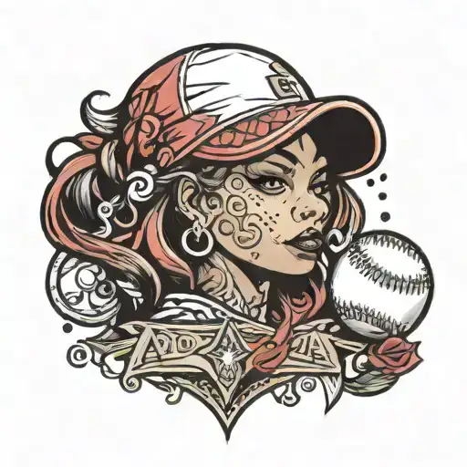 Adelita, softball tattoo design idea