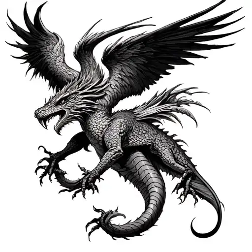 basilisk vs phoenix, tattoo design idea