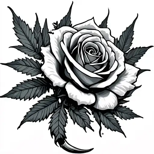 scorpio,weed,rose,metal tattoo design idea