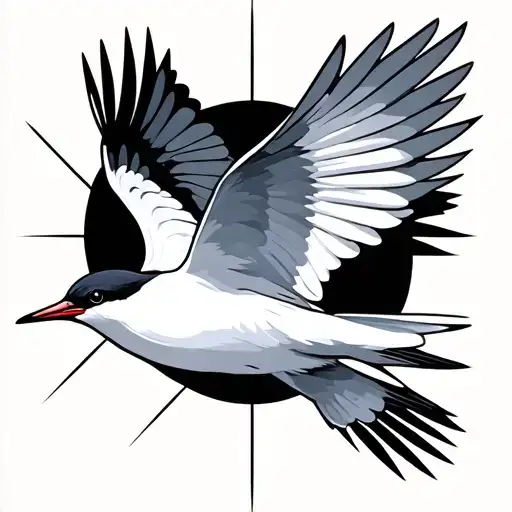 arctic tern bird flying geometric design background tattoo design idea