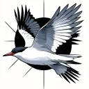 arctic tern bird flying geometric design background tattoo design idea