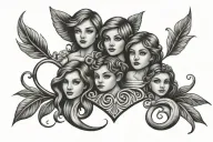 family symbol 2 daughters tattoo design idea