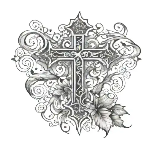 cross with John 13:7 with a vine fine line tattoo design idea