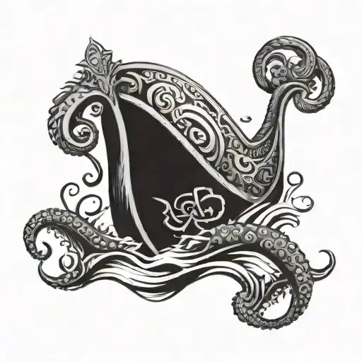 viking ship with an octopus tattoo design idea
