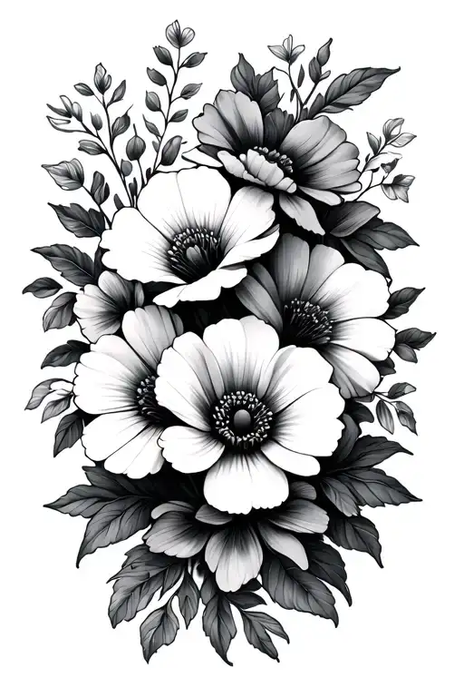 10,444 days with flowers tattoo design idea