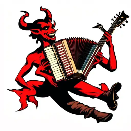 The devil playing tango with a bandoneon tattoo design idea