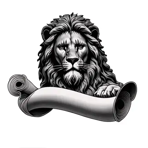 scroll apocalypse Jesus lion tattoo design idea
