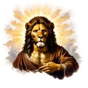 scroll apocalypse Jesus lion tattoo design idea
