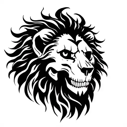 lion black tribal skull tattoo design idea