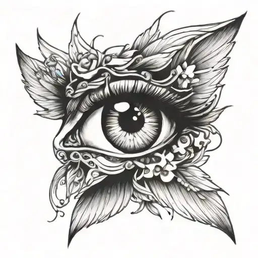 nearly closed eye, angelic style tattoo design idea