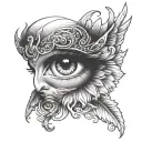 nearly closed eye, angelic style tattoo design idea