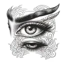 nearly closed eye, angelic style tattoo design idea
