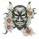 sad face behind a happy mask tattoo design idea