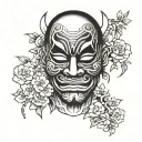 sad face behind a happy mask tattoo design idea