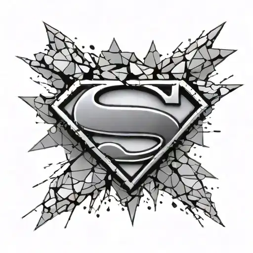 superman logo crumbling stone tattoo design idea