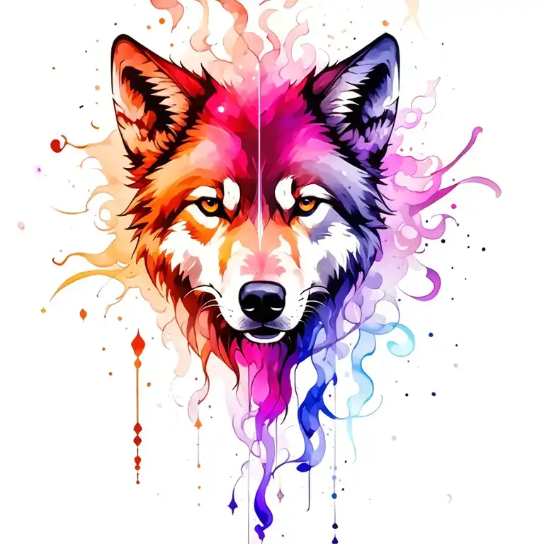 wolf fading into smoke tattoo design idea