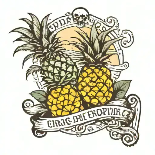 pineapple , Dominican Republic, cows , horses , river, motorcycles  tattoo design idea