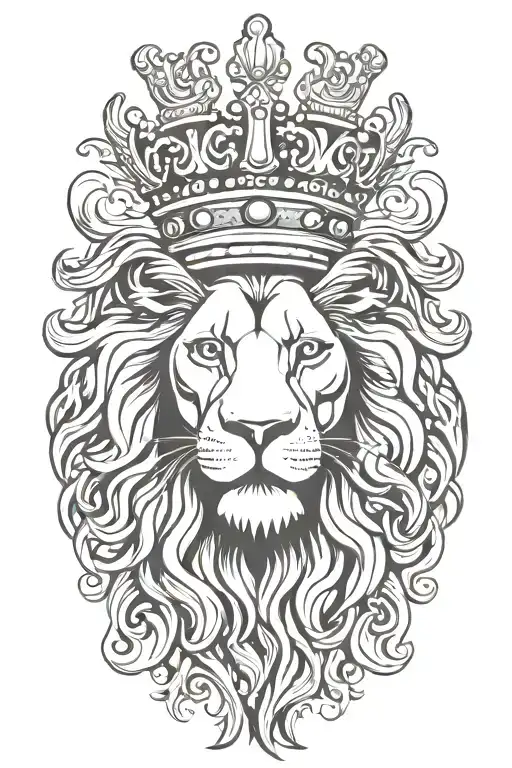 lion royal flourish wearing crown tattoo design idea