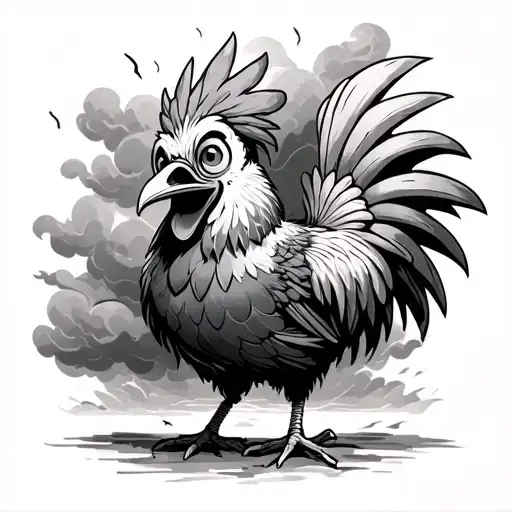 heihei from moana in a storm cloud tattoo design idea