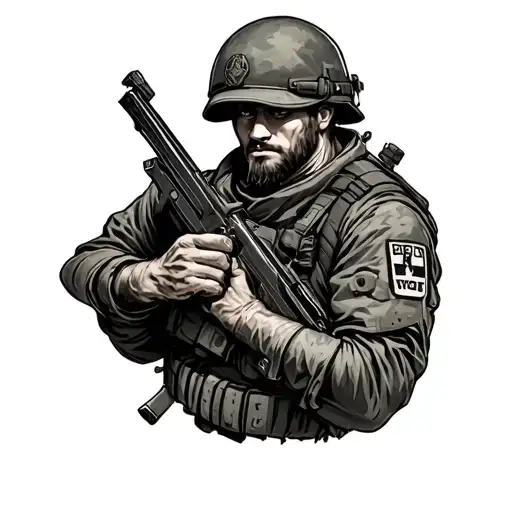 solider displays discipline tattoo design idea