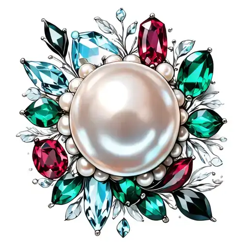 pearls emerald ruby aquamarine gemstones tattoo design idea