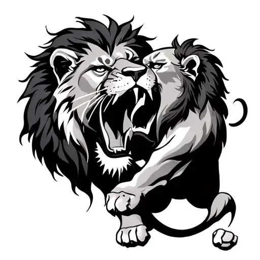 Lion Biting Each Other's tattoo design idea