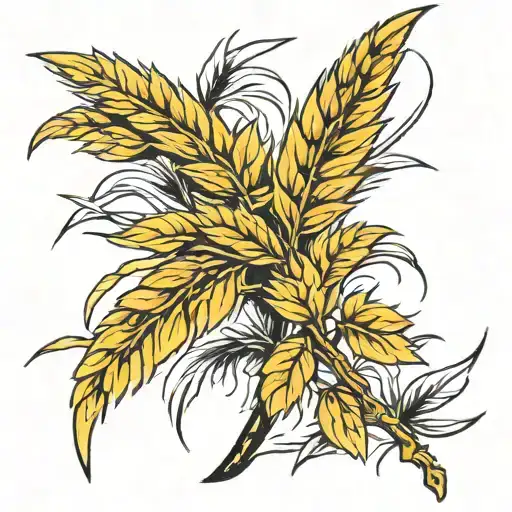 wheat stalk intertwined tattoo design idea