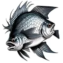  Iris and bass fish transforming tattoo design idea