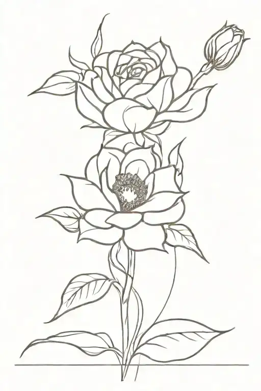 rose and sunflower and tulip flower tattoo design idea