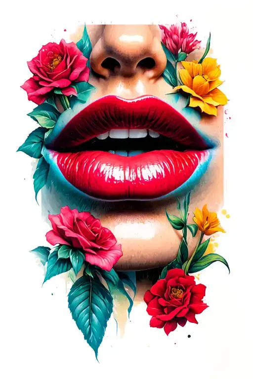 lips drawn tattoo design idea