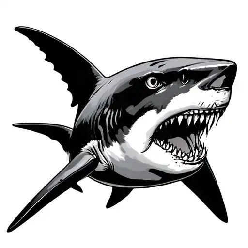 Bull Shark birds eye view tattoo design idea