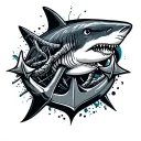 anchor and shark tattoo design idea