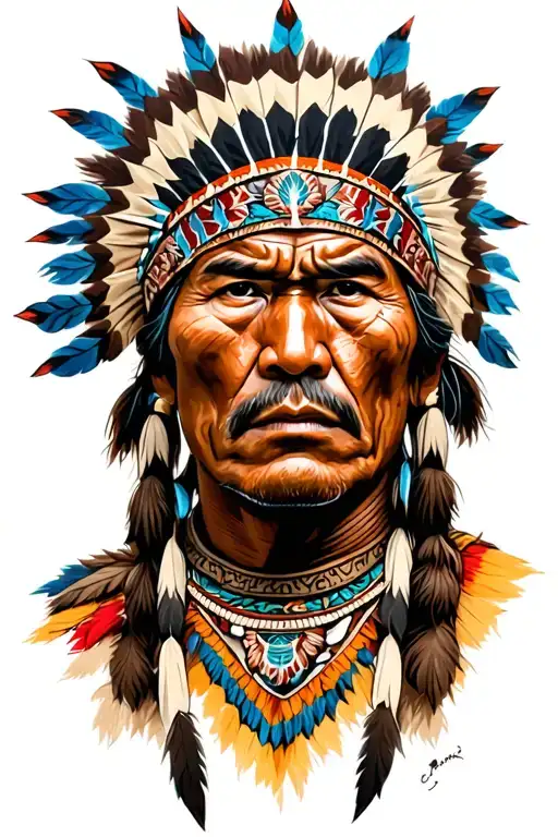 ancient american indian warrior tattoo design idea