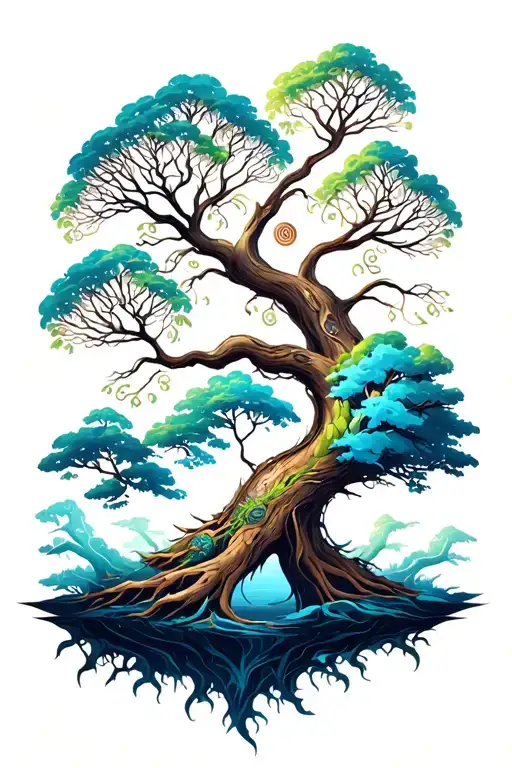 Yggdrasil tree with every world tattoo design idea