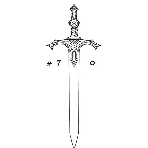 sword, 777 and lucky tattoo design idea