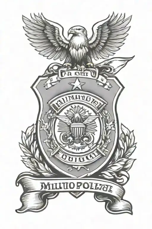 military police badge surrounded tattoo design idea