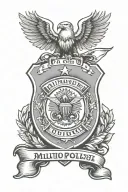 military police badge surrounded tattoo design idea